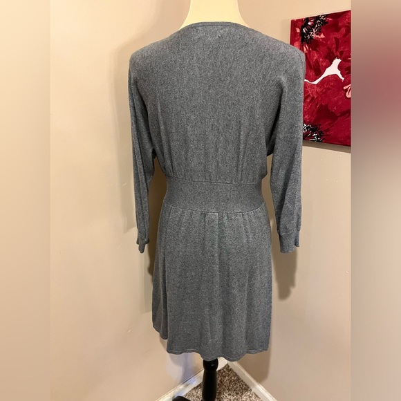 Express Deep V Grey Mini Dress, Wide Waist Band, size S - Picture 3 of 5